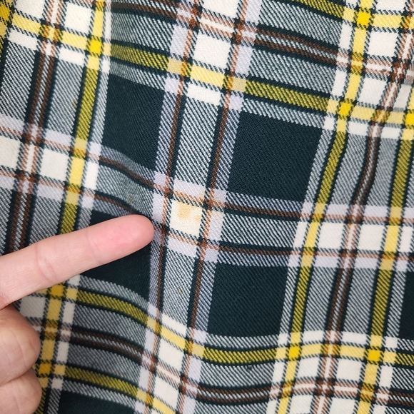 Highland Queen Vintage Green Yellow Plaid Wool Mini Wrap Skirt Sz 8 - Picture 4 of 8